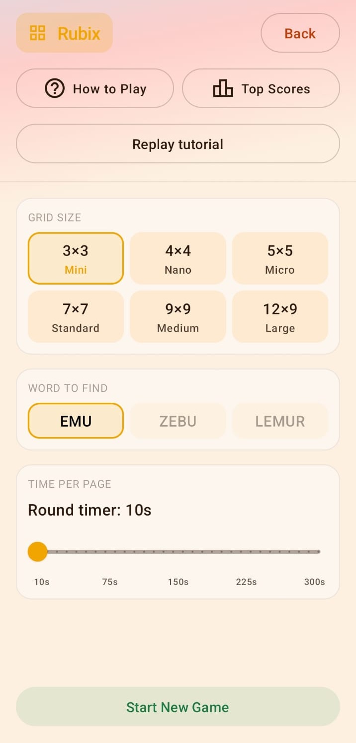 Best Single Word Search - Rubix mode screenshot — shift rows and columns
